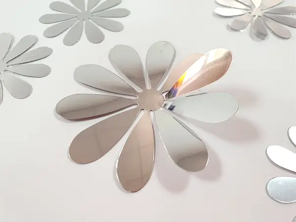 stickere perete flori argintii