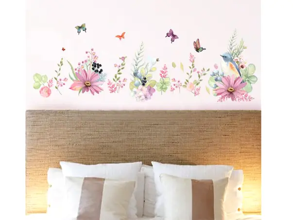stickere perete flori colorate jardin