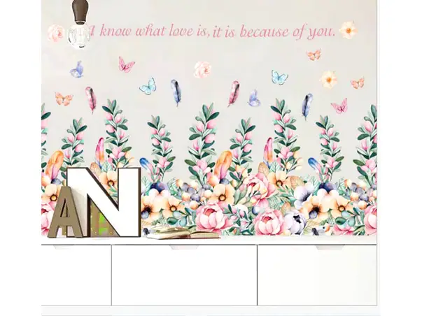 stickere perete flori pastel watercolor