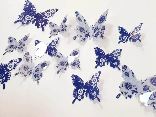 stickere perete fluturi albastri