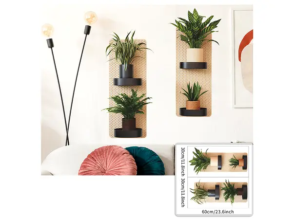 stickere perete polite cu ghivece plante verzi