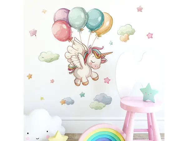 stickere unicorn si baloane decor perete si mobila pentru camera fetite