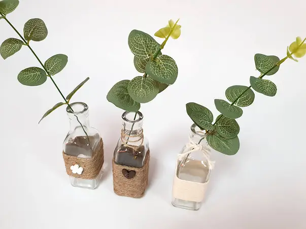 sticle decorative cu planta verde