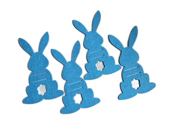 suport decorativ pentru tacamuri iepurasi albastri