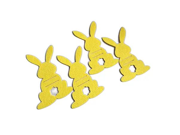 suport decorativ pentru tacamuri iepurasi galbeni