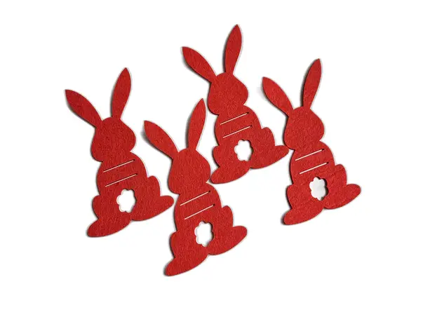 suport decorativ pentru tacamuri iepurasi rosii