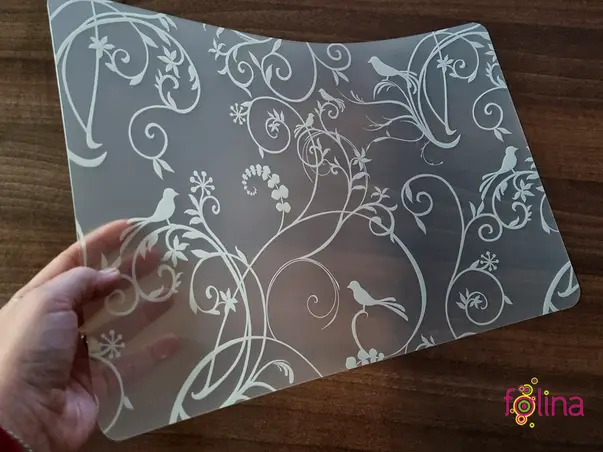 suport farfurie transparent cu model alb floral