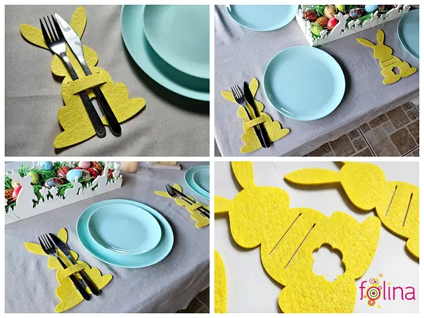 suport tacamuri masa festiva de paste iepurasi galbeni