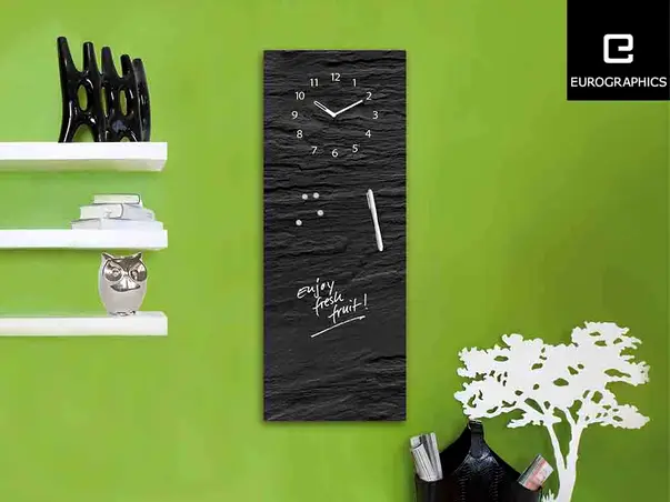tabla magnetica neagra cu ceas black slate