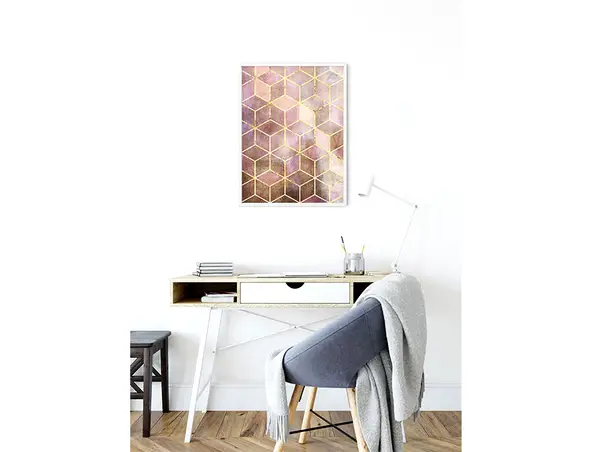 tablou cu model geometric roz