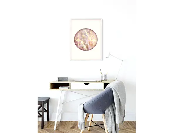 tablou cu model geometric roz rotund