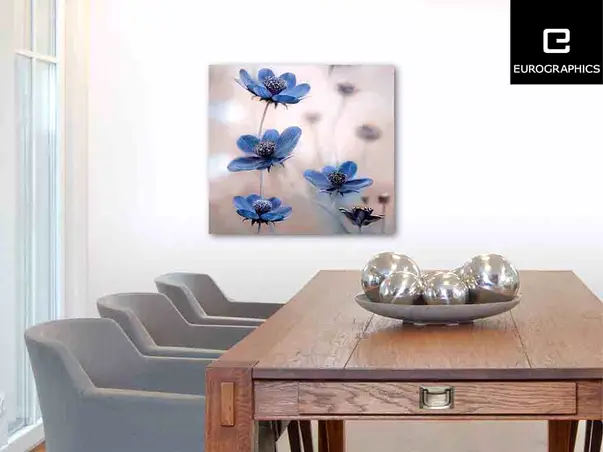 tablou sticla blue flowers   3