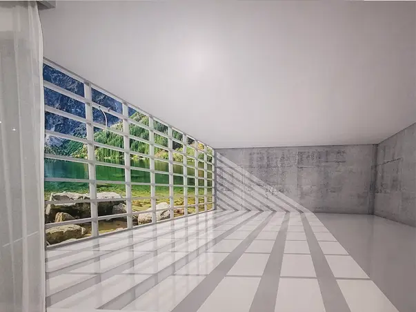 tapet 3d fereastra catre peisaj