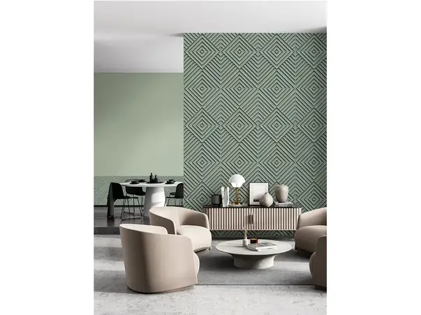 tapet 3d forme geometrice verde menta