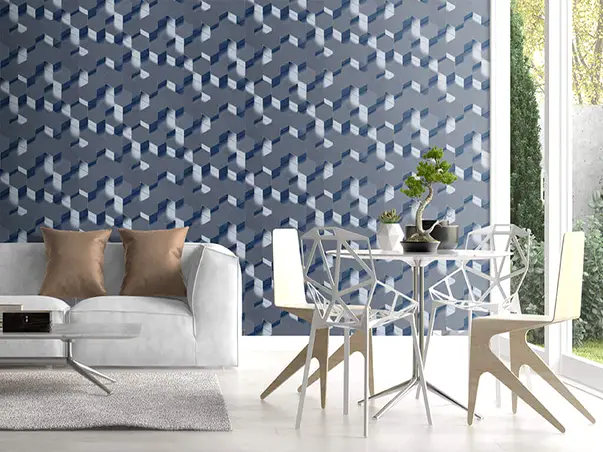 tapet 3d hexagoane gri albastrui l97001