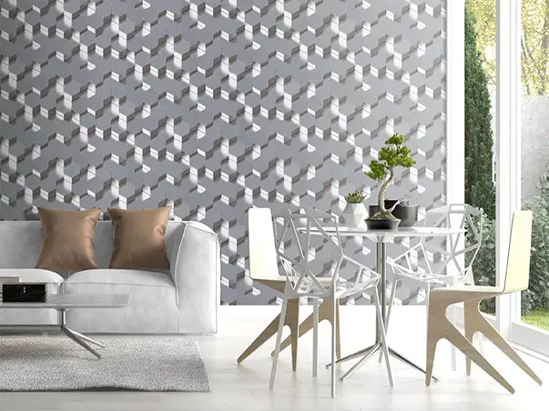 tapet 3d hexagoane gri l97009