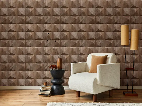 tapet 3d imitatie panou lemn maro