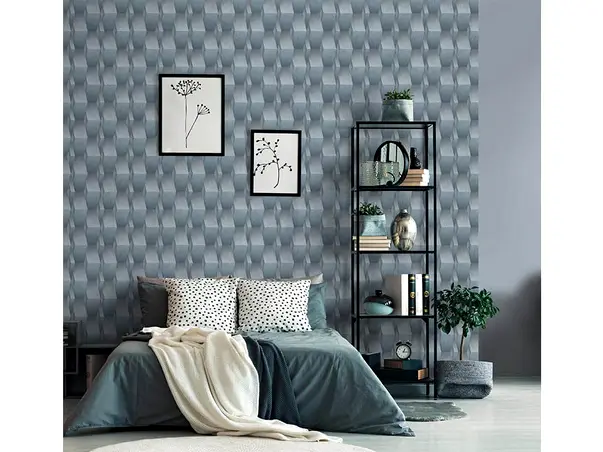 tapet 3d model geometric erismann gri albastrui gmk 1004608