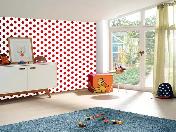 tapet alb cu buline rosii diemaus 0521340