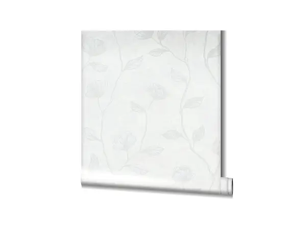 tapet alb cu flori mari sidefate