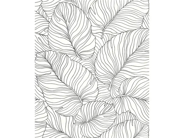 tapet alb cu frunze negre grandeco a50901