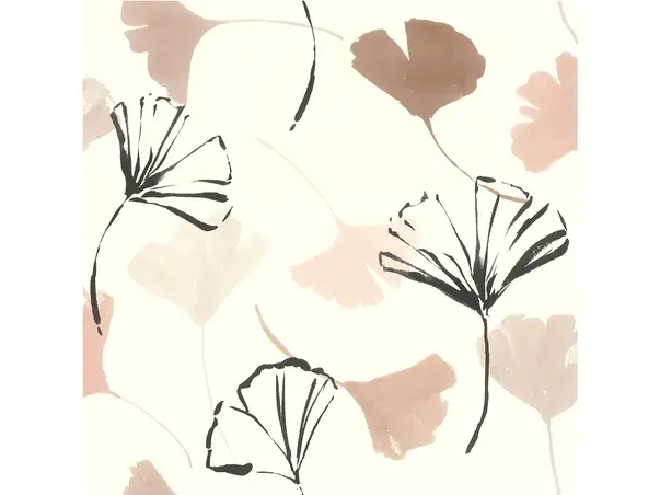 tapet alb cu frunze watercolor rasch 690118