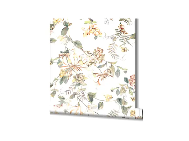 tapet alb cu model floral verde pastel marburg kyoto 47455