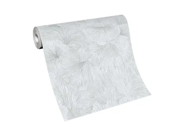 tapet argintiu cu flori stilizate