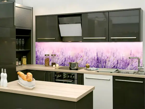 tapet autoadeziv bucatarie model floral mov lavanda