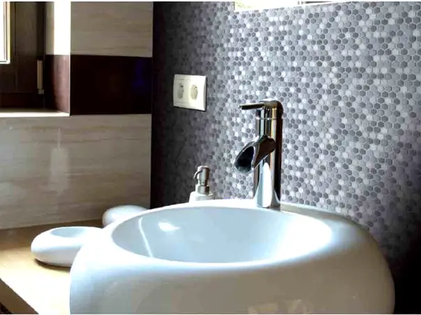 tapet baie hexagon gri