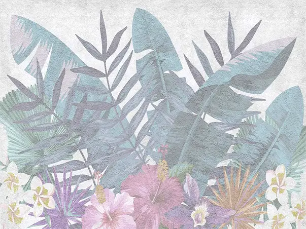 tapet baie plante exotice pastel