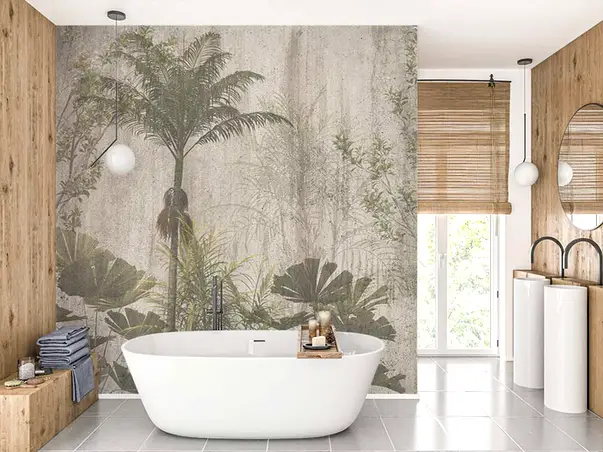 tapet baie rezistent la umiditate hiden jungle