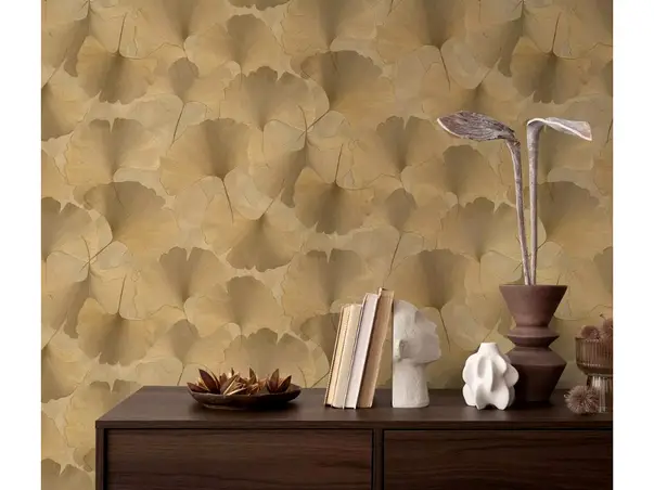 tapet bej auriu metalic