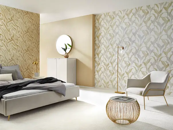 tapet bej cu model frunze