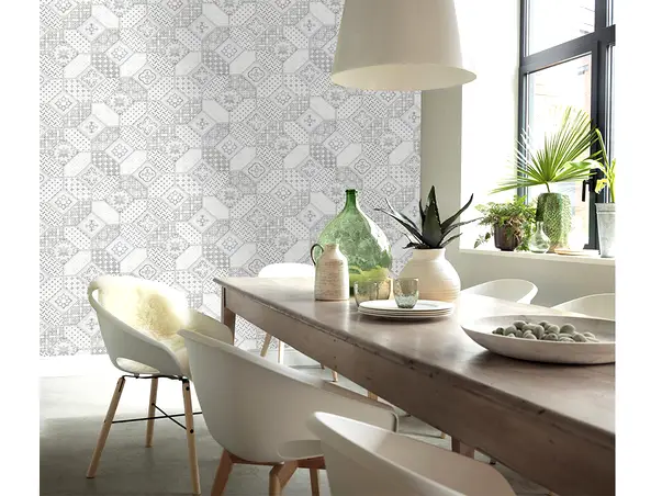 tapet bucatarie imitatie faianta gri