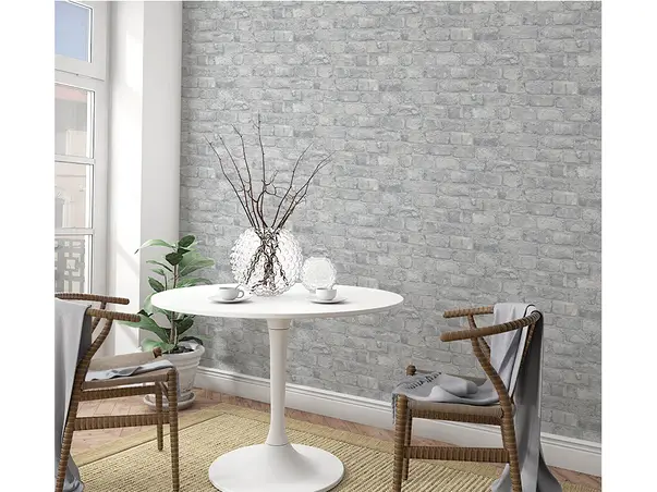 tapet bucatarie imitatie zid caramida gri