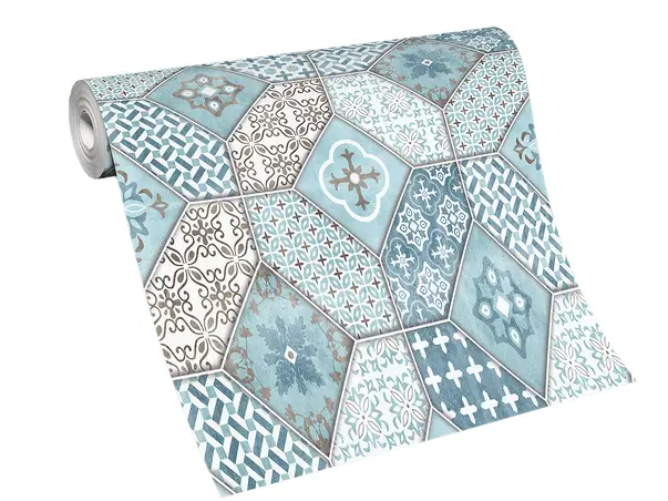 tapet bucatarie model faianta decorativa albastra