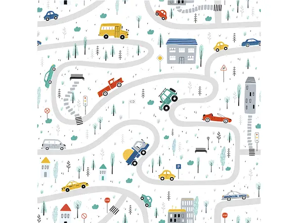 tapet camera baieti cu model masini colorate marburg little adventures