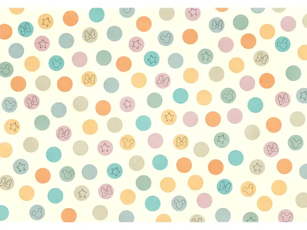 tapet camera copii cu buline colorate in nuante pastel