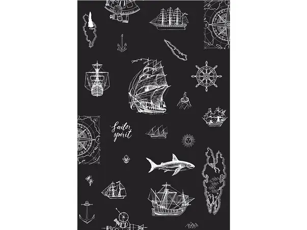 tapet camera copii negru cu tematica marina little adventures