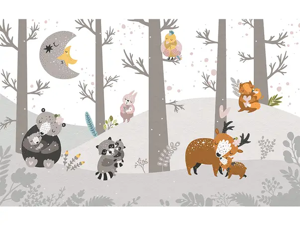 tapet camera copii padure si animale