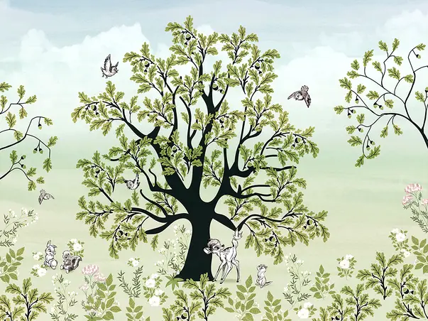 tapet camera copii peisaj din padure