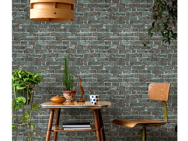 tapet caramida gri verzui