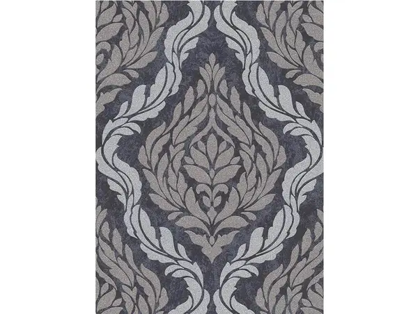 tapet clasic carat 1006037 gri inchis cu model argintiu