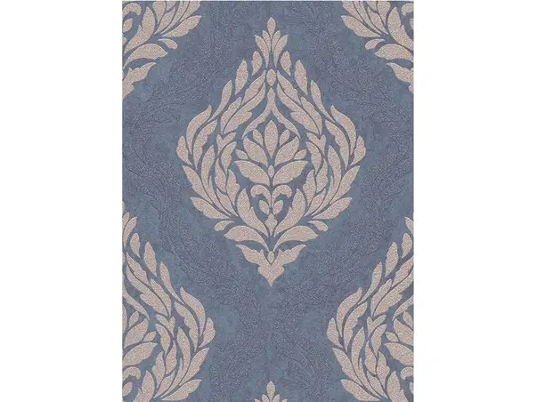 tapet clasic carat 1006044 model elegant albastru si bej auriu