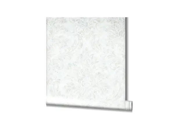 tapet clasic cu model baroc alb murdar