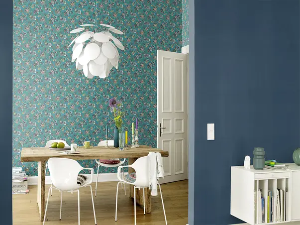 tapet cu flori turcoaz rasch