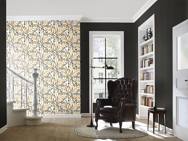 tapet cu frunze supradimensionate negre