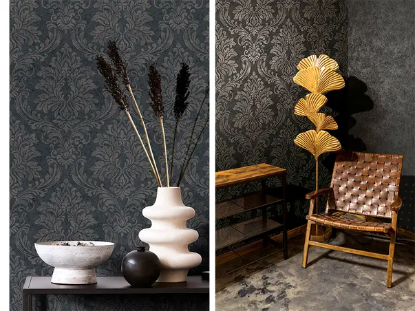 tapet cu model baroc gri inchis marburg