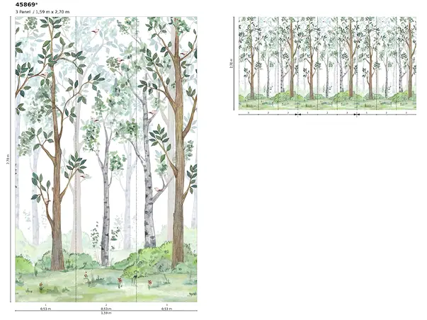 tapet cu model copaci si pasari